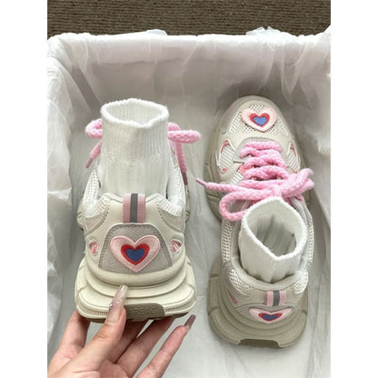 Heart Applique Platform Sneakers