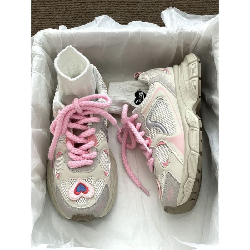 Heart Applique Platform Sneakers