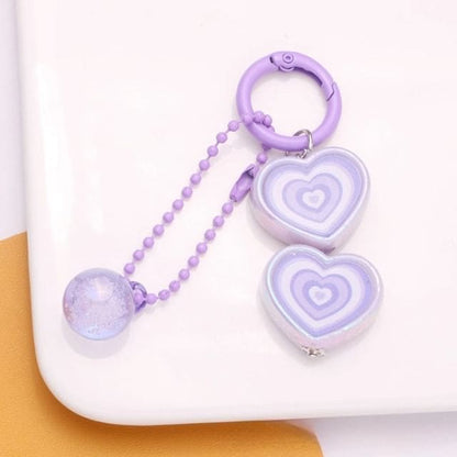 Heart Bag Charm Keyring - Q1250-3 - Purple / One Size