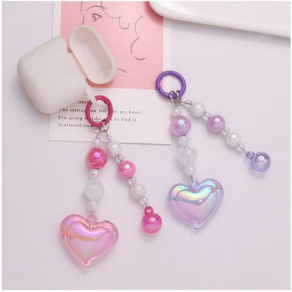 Heart Bead Acrylic Bag Charm Keyring Phone