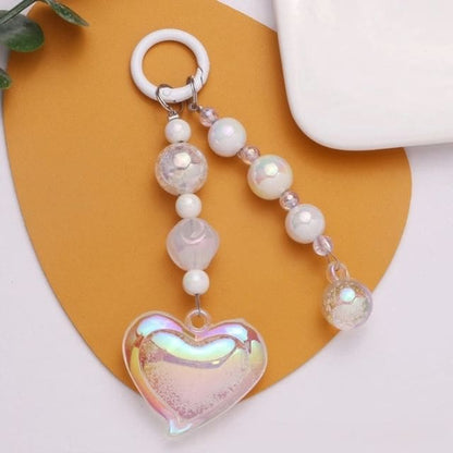 Heart Bead Acrylic Bag Charm Keyring Phone - Q1306-4