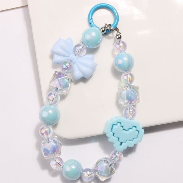 Heart Bow Bead Acrylic Bag Charm - Q1489-4 - Light Blue