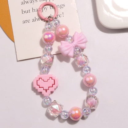 Heart Bow Bead Acrylic Bag Charm - Q1489-5 - Pink / One Size