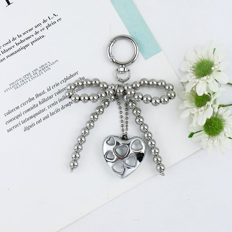 Heart Bow Bead Keyring