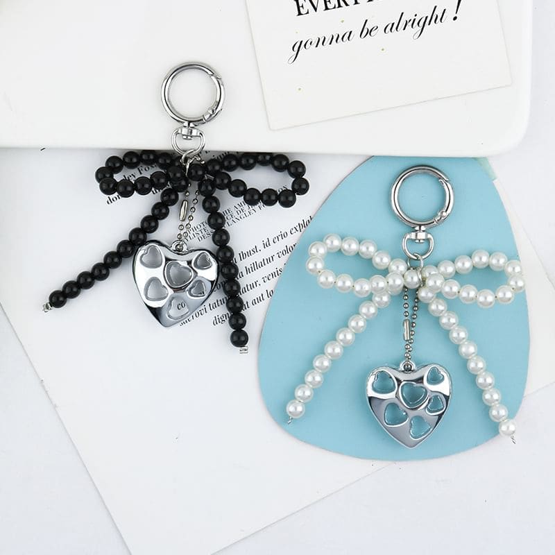 Heart Bow Bead Keyring