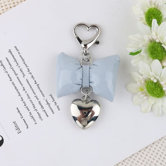 Heart Bow Keyring - Q1623-5 - Airy Blue & Silver / One Size