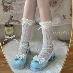 Heart Bow Lolita Heels - Blue / 35/US5.5