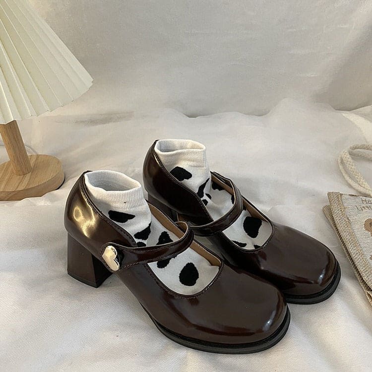 Heart Buckle Mary Jane Shoes - Shoes