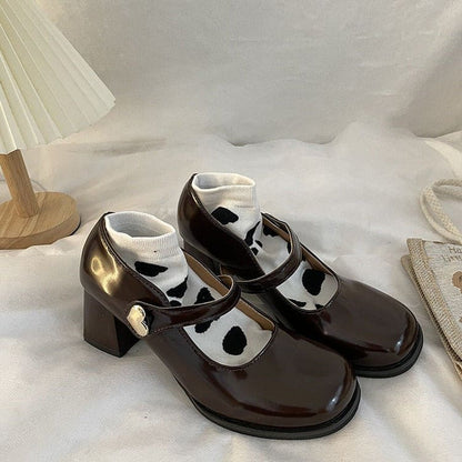 Heart Buckle Mary Jane Shoes - Shoes