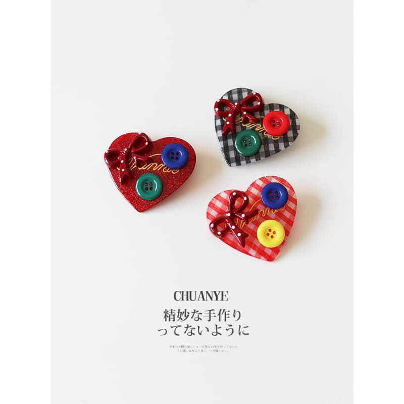 Heart Button Hair Clip