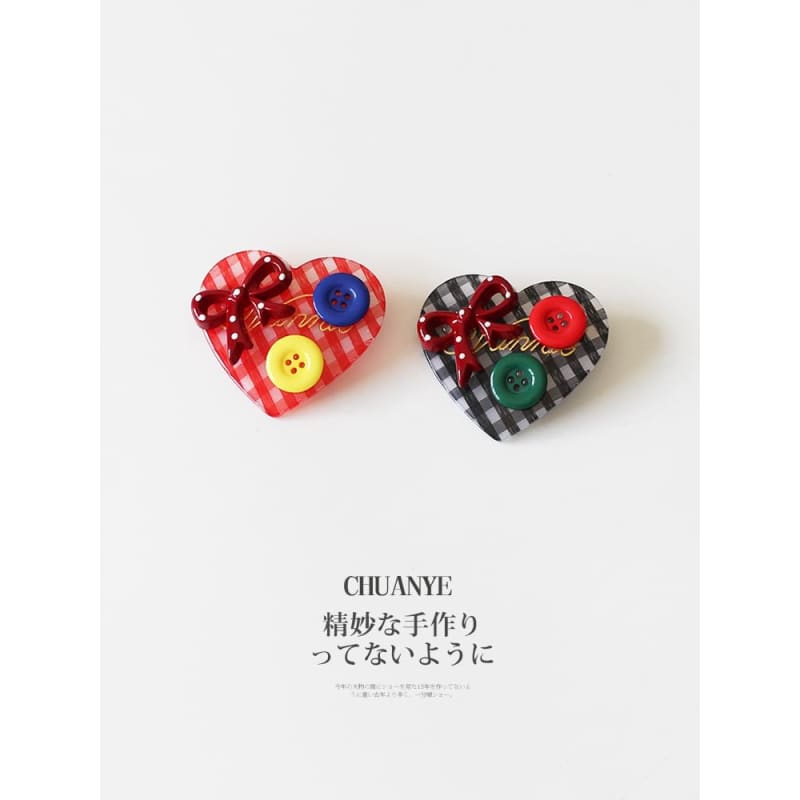 Heart Button Hair Clip