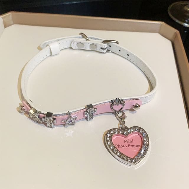 Heart Choker - GDB0003 - 1 Pc - White & Pink / One Size