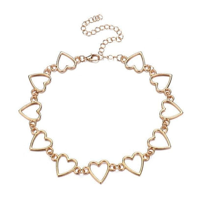 Heart Choker Necklace - Gold / One Size