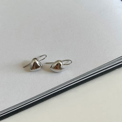 Heart Drop Earring - 1 Pair - Silver / One Size