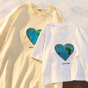 Heart Earth Couple Tee - T - Shirts
