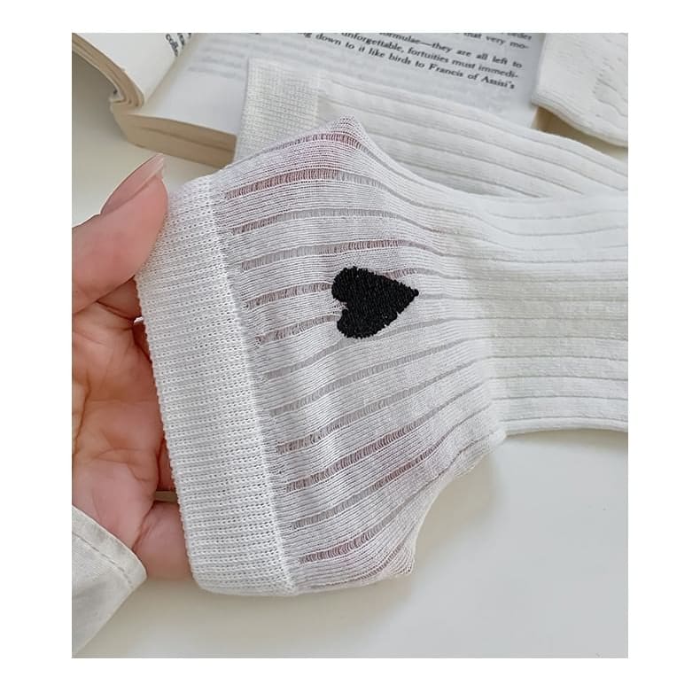 Heart Embroidered Cotton Socks Set