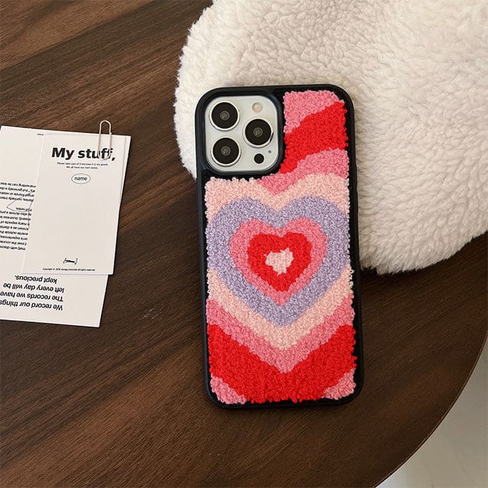 Heart Embroidered Plush Phone Case - IPhone Case