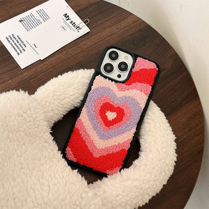 Heart Embroidered Plush Phone Case - IPhone Case