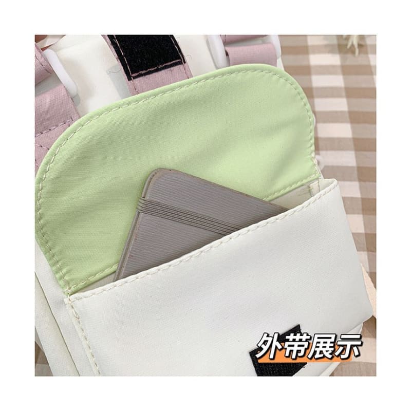 Heart Embroidered PVC Panel Crossbody Bag