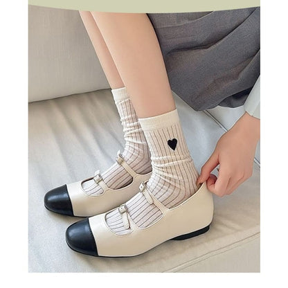 Heart Embroidered Socks Set