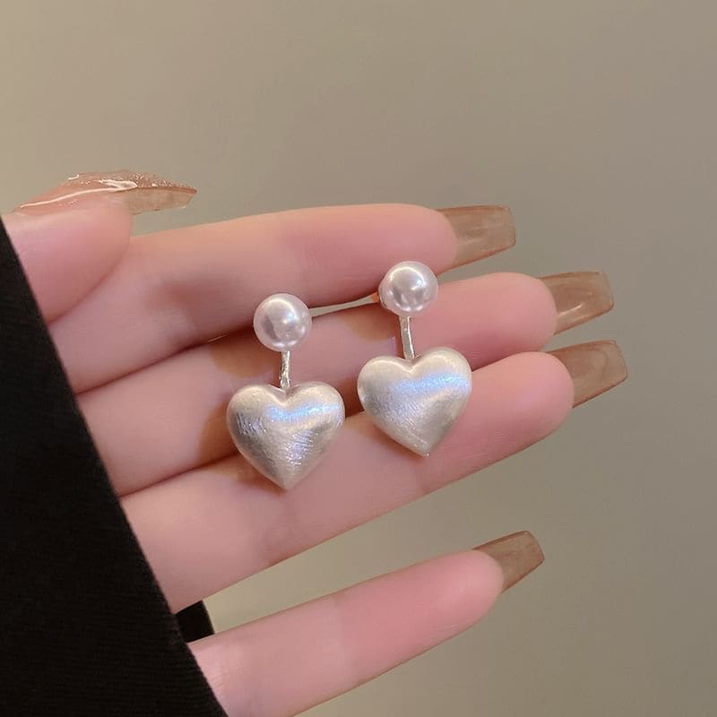 Heart Faux Pearl Alloy Ear Jacket