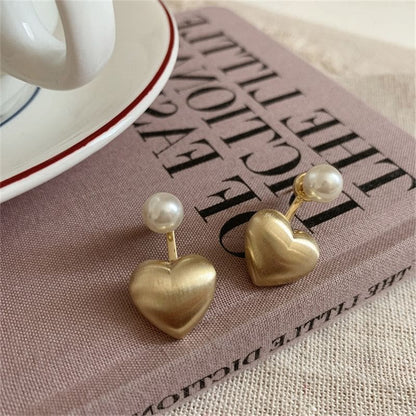 Heart Faux Pearl Alloy Ear Jacket