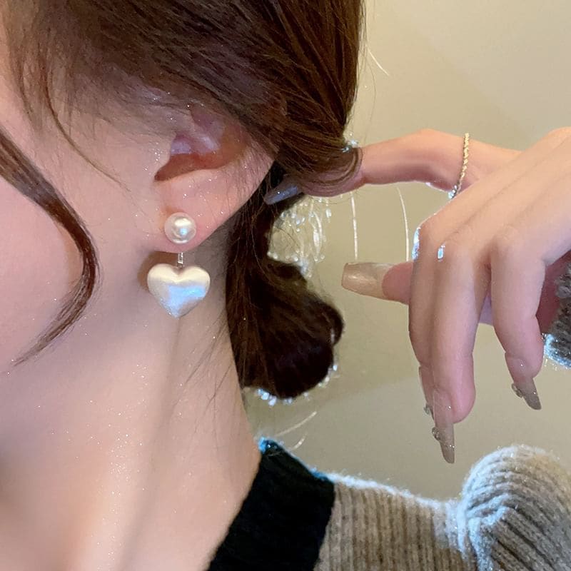 Heart Faux Pearl Alloy Ear Jacket