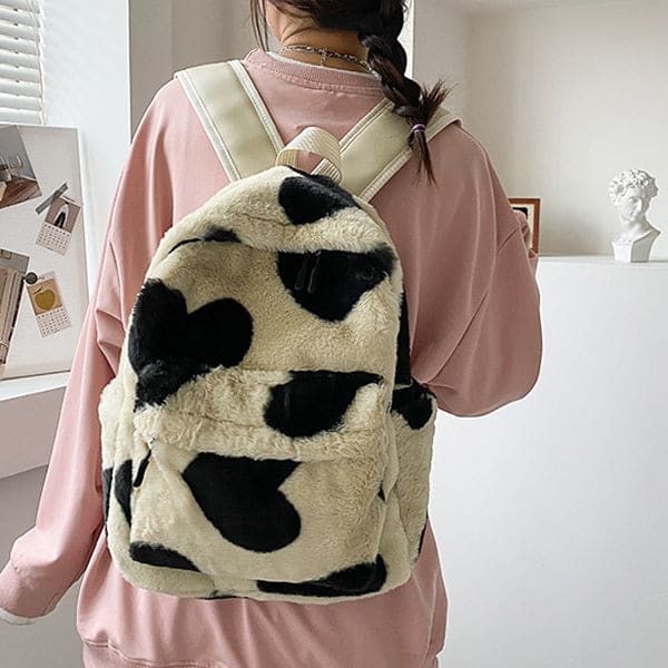 Heart Fuzzy Backpack - Backpacks