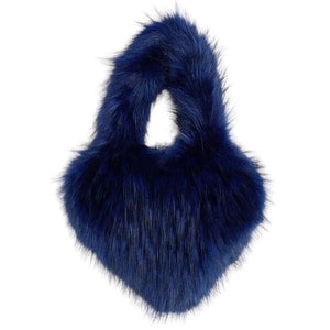 Heart Fuzzy Handbag - Standart / Dark Blue - Handbags