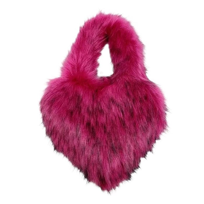 Heart Fuzzy Handbag - Standart / Pink - Handbags