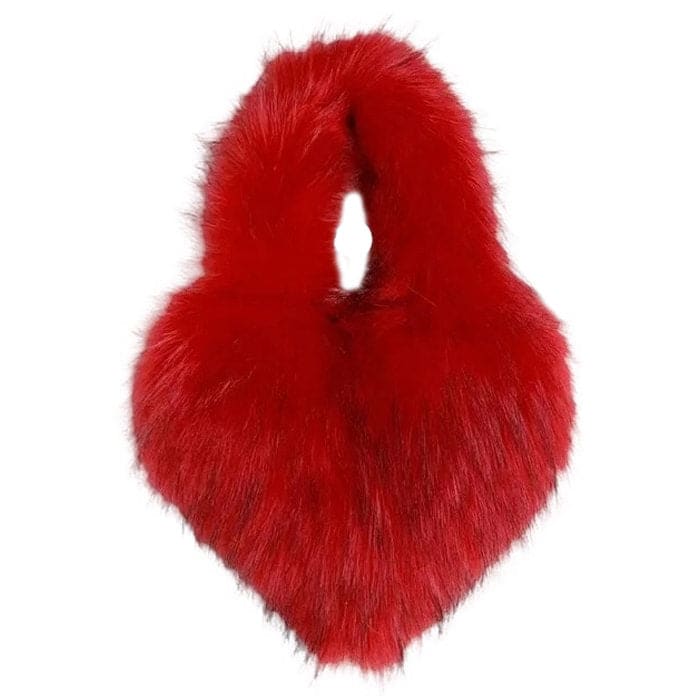 Heart Fuzzy Handbag - Standart / Red - Handbags