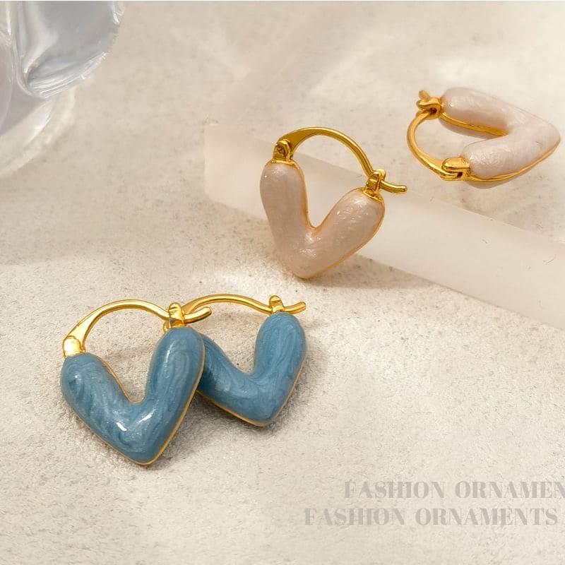 Heart Glaze Alloy Huggie Earring