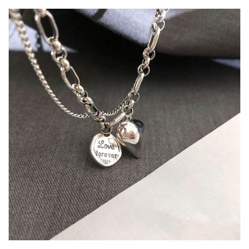 Heart Lettering Pendant Layered Alloy Bracelet