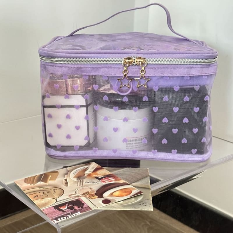 Heart Nylon Makeup Bag / Toiletry Bag