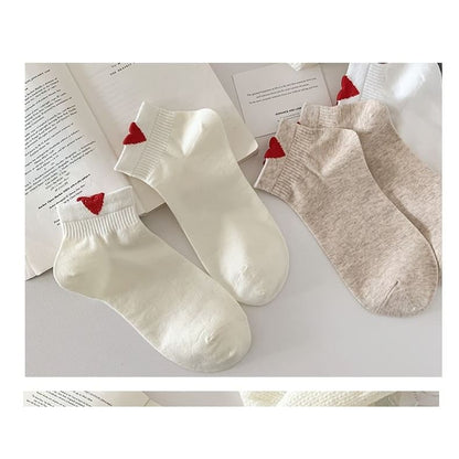 Heart Patterned Short Socks Set