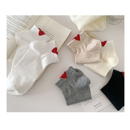 Heart Patterned Short Socks Set