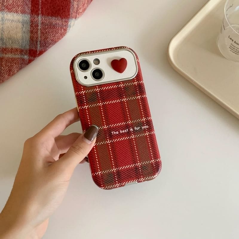 Heart Plaid Phone Case - iPhone 16 Pro Max / 16 Pro / 16