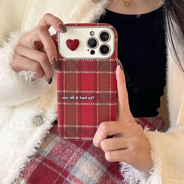 Heart Plaid Phone Case - iPhone 16 Pro Max / 16 Pro / 16