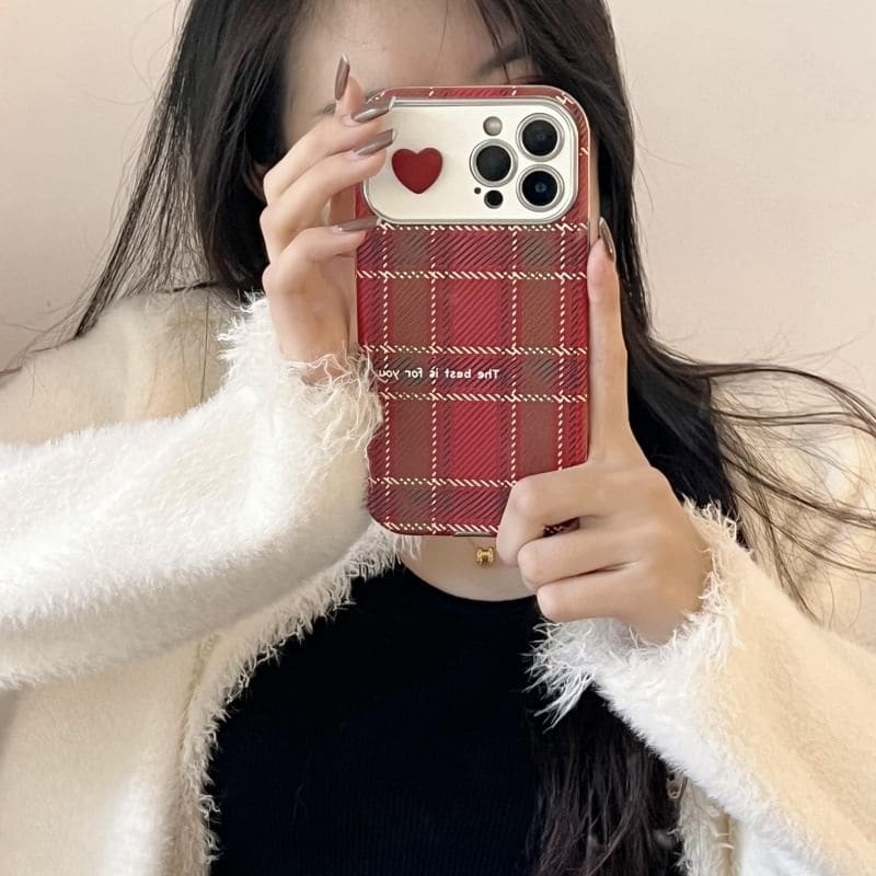 Heart Plaid Phone Case - iPhone 16 Pro Max / 16 Pro / 16