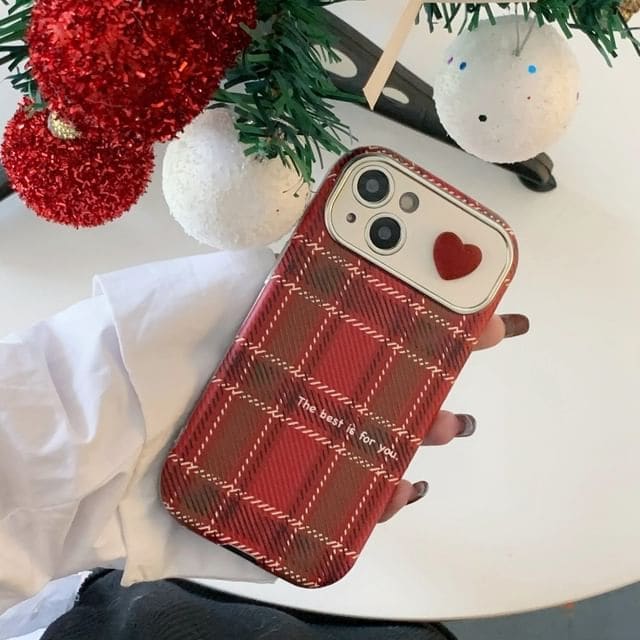 Heart Plaid Phone Case - iPhone 16 Pro Max / 16 Pro / 16