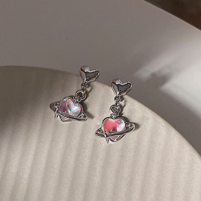 Heart Planet Alloy Dangle Earring