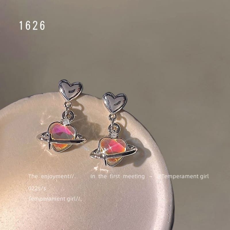 Heart Planet Alloy Dangle Earring