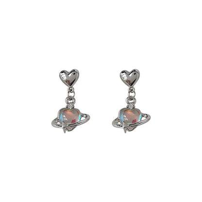 Heart Planet Alloy Drop Earring