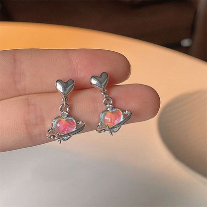 Heart Planet Alloy Drop Earring