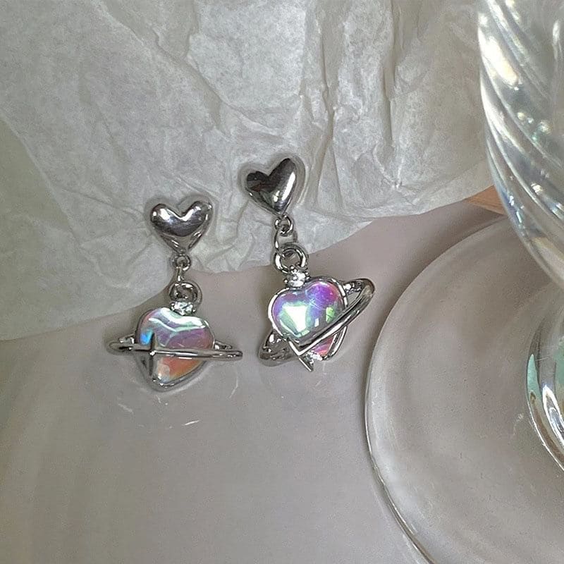 Heart Planet Alloy Drop Earring