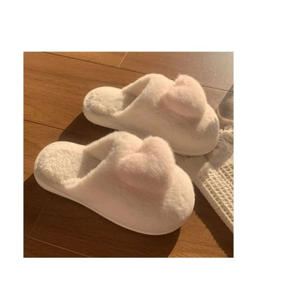 Kawaii Aesthetic Y2K Cute Fairy Heart Plush Cotton Slippers MK Kawaii Store