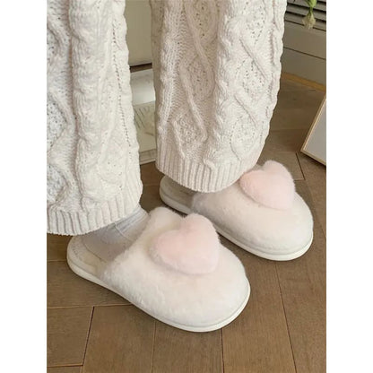 Kawaii Aesthetic Y2K Cute Fairy Heart Plush Cotton Slippers MK Kawaii Store