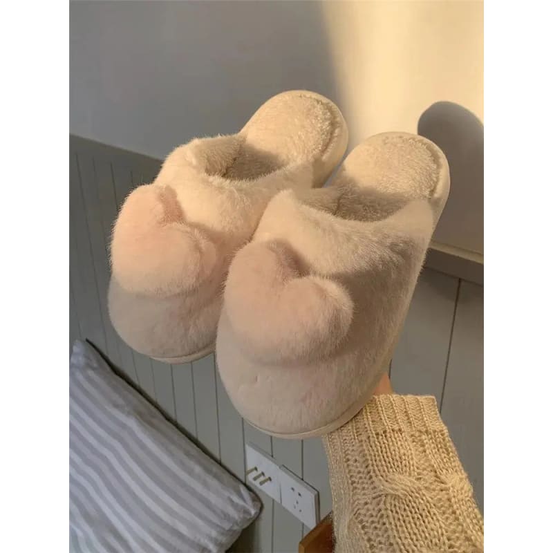 Kawaii Aesthetic Y2K Cute Fairy Heart Plush Cotton Slippers MK Kawaii Store