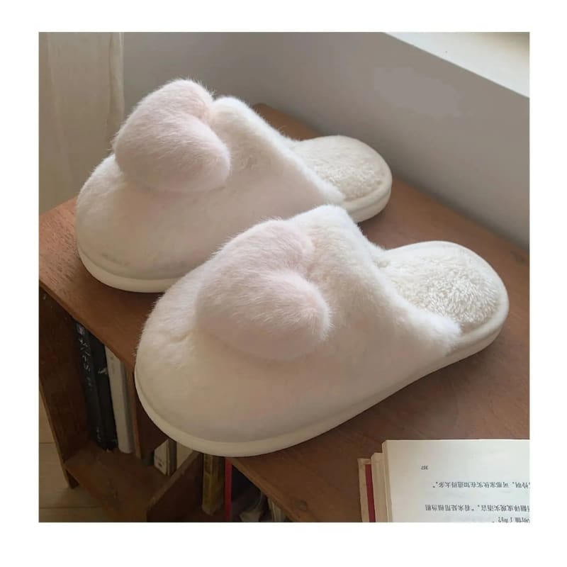 Kawaii Aesthetic Y2K Cute Fairy Heart Plush Cotton Slippers MK Kawaii Store