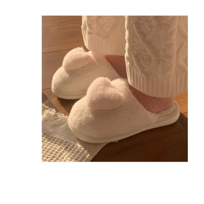 Kawaii Aesthetic Y2K Cute Fairy Heart Plush Cotton Slippers MK Kawaii Store